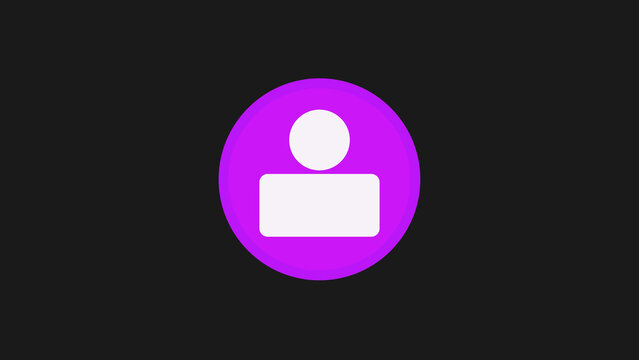 Simple purple circular user profile icon with a white person silhouette design for web interface navigation and digital communication buttons