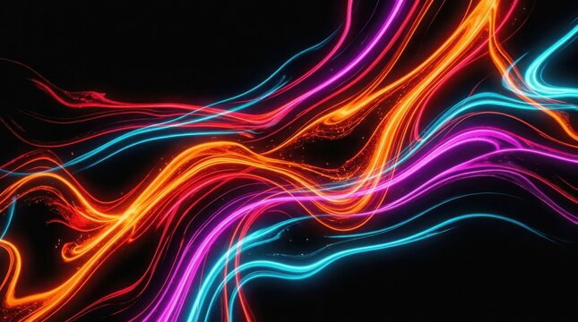 Vibrant Neon Waves Abstract Background for Modern Design Projects Abstract, Liquid, Colorful Gradient, Fluid Wave Texture, Vibrant Background, Digital Art