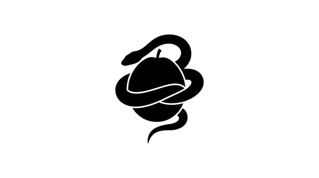 Snake coiled around an apple silhouette