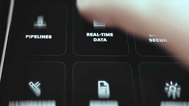 LNG Terminal Menu Tiles for Pipelines Real-Time Data and Safety