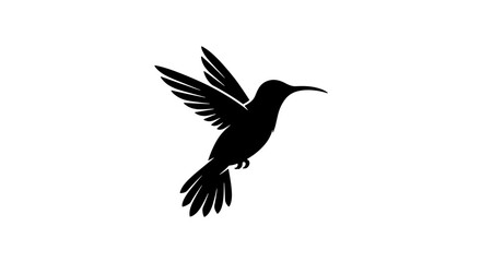 Fototapeta premium Hummingbird Silhouette Vector, Delicate Bird in Flight, Minimalist Avian Icon, Elegant Wildlife Symbol, Nature Graphic