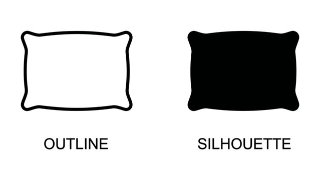 Pillow Outline and Silhouette: A simple graphic illustrating the outline and silhouette of a pillow, clearly labeling each with the words OUTLINE and SILHOUETTE.