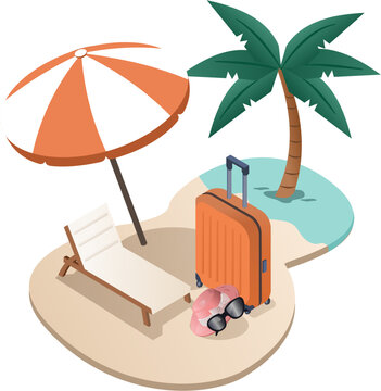 Travel and Tourism Isometric Illustration Set. Travel Planning and Tourism Isometric Illustration Collection. Vacation and Travel Isometric Icon Set