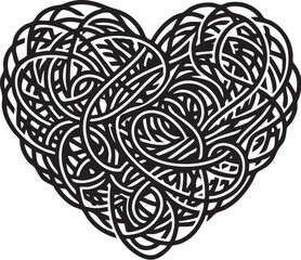 Obraz premium Intricate black-and-white Celtic knotwork heart design symbolizes love and connection with geometric precision.