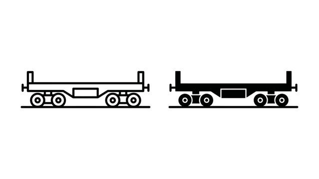 Flat Car Icons: Two stylized flat car icons, one outlined and one filled, represent rail transport and cargo loading.