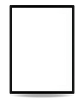 Vertical blank white poster frame with thin black border for gallery display, minimalist wall decor template for interior and isolated on a transparent background