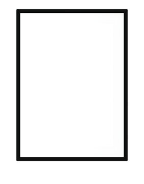 Vertical rectangular frame mockup with clean white interior and thin black border for artistic gallery display and home decor projects isolated on a transparent background