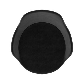 Modern black molded plastic chair seen from directly above isolated on white