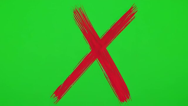 Red X Marks on Green Screen Background Moving Slowly During Broadcast