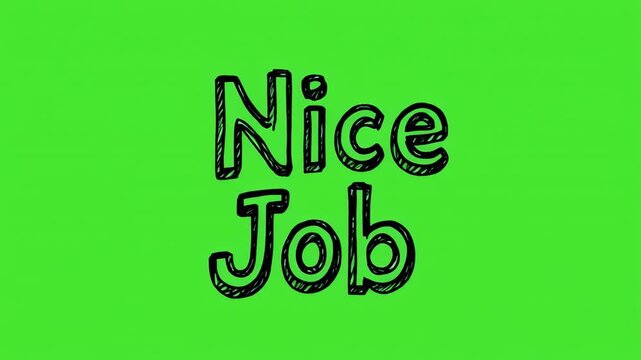 Repeating Nice Job text animation with glowing effect on green and black background