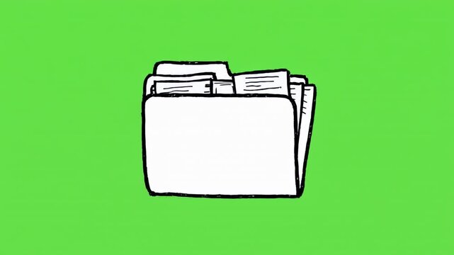 Row of Folders Animated with Green Screen Background and Black Space