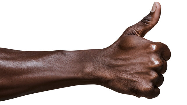 Dark skin hand giving thumbs up gesture