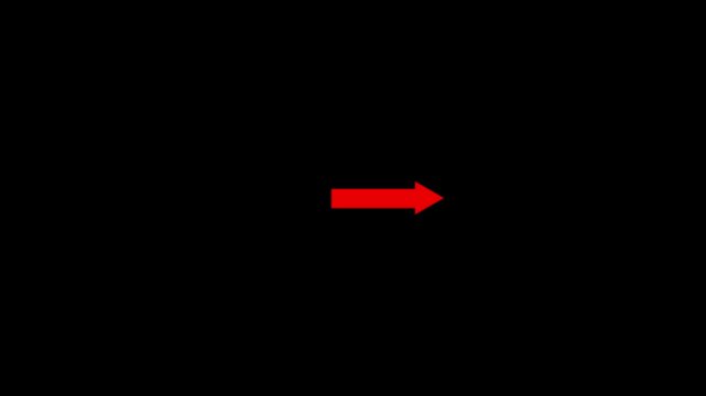Simple bright red arrow pointing to the right side for navigation and design elements