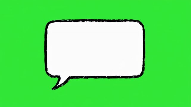 Six blank speech bubbles animating in sequence on a green screen background with black stripes for communication concepts