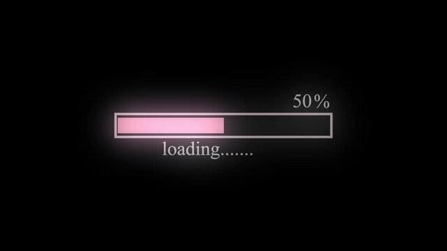 Pink loading bar with ten percent progress indicator on a black background for digital interface design and web development projects showing a simple process status animation element