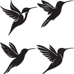 Obraz premium Hummingbird logo silhouette vector collection set for nature brand, bird flying icon design set