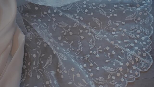 Romantic Wedding Dress Hem with Sheer Floral Lace Embroidery