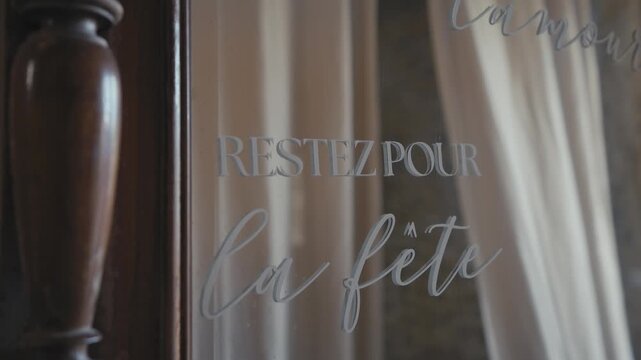 Wedding Mirror with French Celebration Quote " Stay for the Celebration "