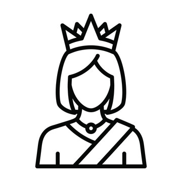 Queen icon with crown and sash silhouette representing royal leadership and power
