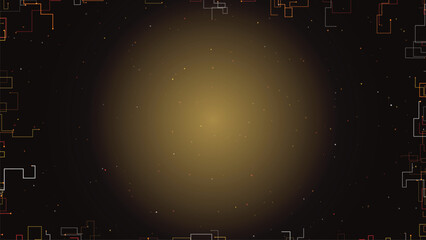 Mysterious glowing nebula in deep space with golden core and dark background. © VectaFusion
