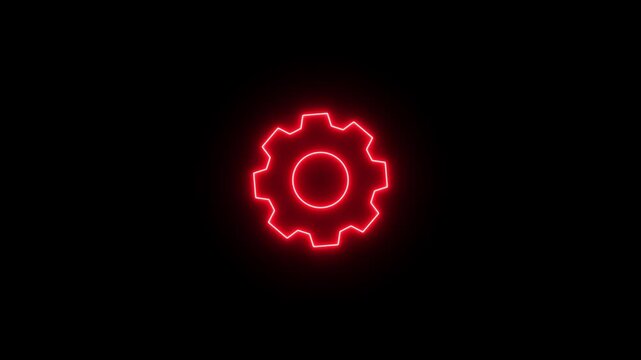 Gear setting icon. Animated neon gear mechanism and cog wheel on white background. Progress or construction concept. Cogwheel icon