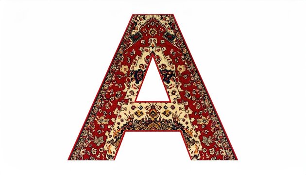 Colorful Rug Pattern Letter a with Ornate Border