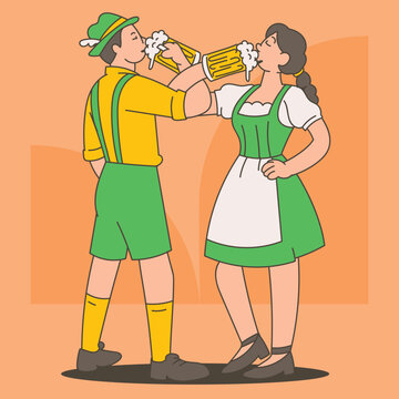 Friends in Traditional Bavarian Ocoberfest