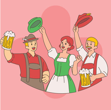 Friends in Traditional Bavarian Ocoberfest