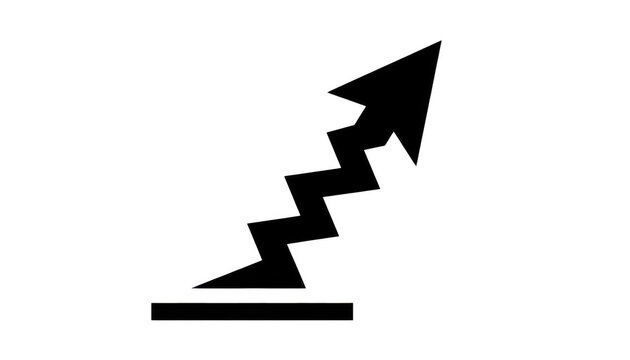 Black zigzag arrow icon pointing up to represent growth and progress