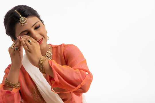Kathak dancer giving a mesmerising performance through her expressions. 