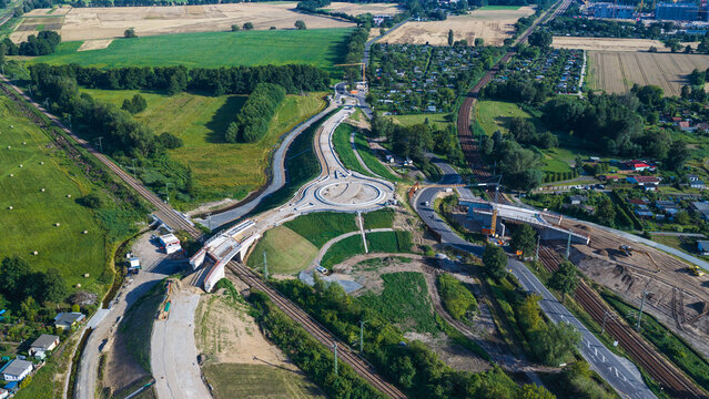 Baustelle mit neuer Strassenf&uuml;hrung des S&uuml;dkopf L&uuml;bbenau 