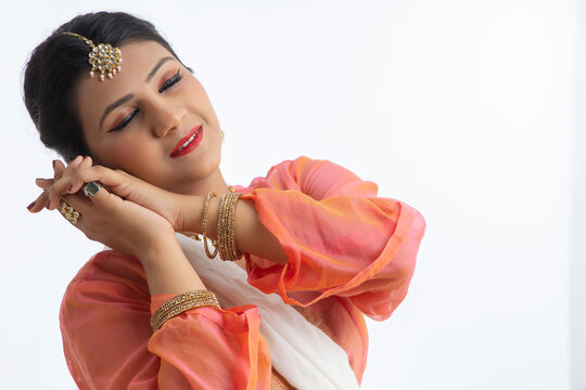 Kathak dancer giving a mesmerising performance through her expressions. 