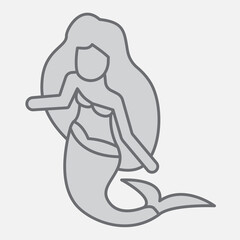 Obraz premium Mermaid girl isometric icon, mythology, enchantment concept. Vector graphics. Legends of the deep, creature sign with outline style icon for mobile or web design.