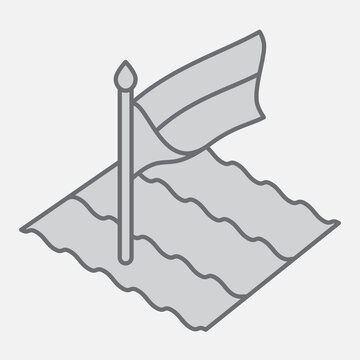 Nautical flag at sea isometric icon, communication, code concept. Vector graphics. Maritime signaling sign with outline style icon for mobile or web design.