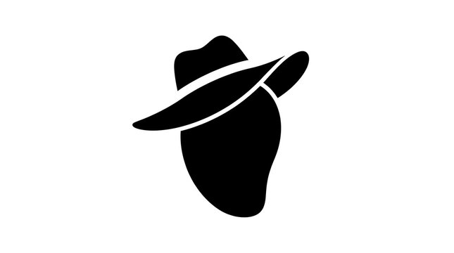 Silhouette of a mango fruit wearing a hat