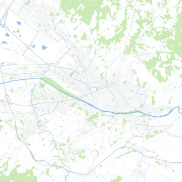 Minimal vector city map of Florence with streets, parks and Arno River