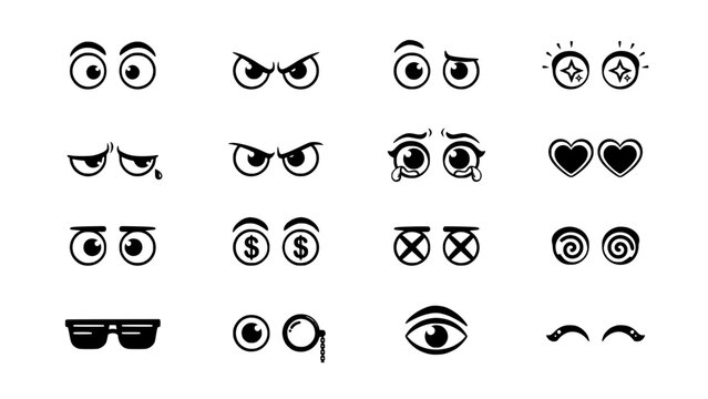 Eyes with Various Playful and Expressive Cartoon Designs Featuring Design, Illustration, Vector with Graphic and Art Elements