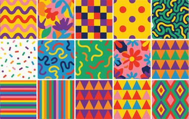 Obraz premium Colorful Seamless Abstract Geometric Pattern Collection