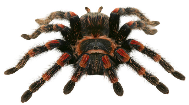 Mexican redknee tarantula spider with black and orange legs
