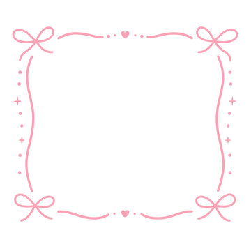 Cute pink bow frame template png