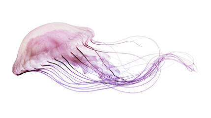 Pink jellyfish with long purple tentacles floating © Sylas