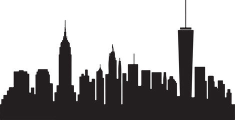 Obraz premium New york city skyline silhouette vector illustration detailed urban landscape of manhattan with iconic skyscrapers