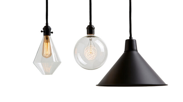 Three pendant light fixtures with Edison bulbs and metal shade