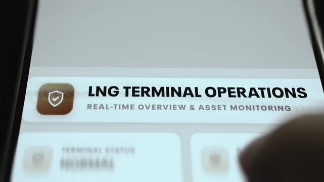 LNG Terminal Operations App Header with Terminal Status Normal on a Light Interface