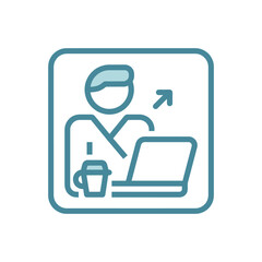 Fototapeta premium Professional worker with laptop icon for career growth.