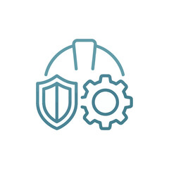 Obraz premium Occupational safety icon with hardhat shield and gear