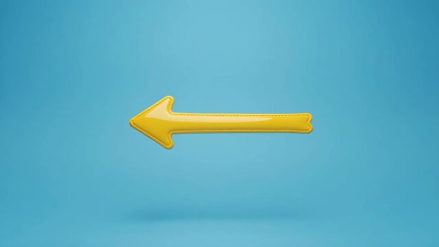 Yellow Arrow Rotating and Moving Directionally Against a Blue Gradient Studio Background Cinematic Motion