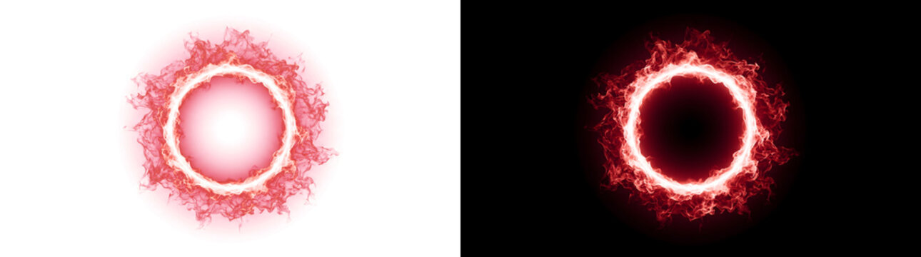 Red fire ring of burning flames forming a glowing circular portal ideal for intense banners PNG, Transparent and Black Background Versions for design use