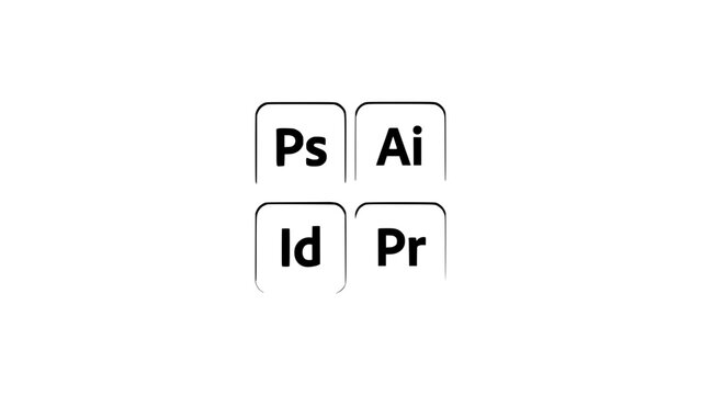 Four Square Icons Arranged in a 2x2 Grid on a Black Background Featuring Squares, Design, Vector with Illustration and Symbol