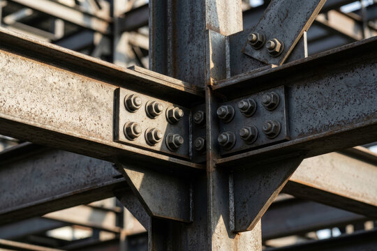Steel beam construction joint with bolted connections